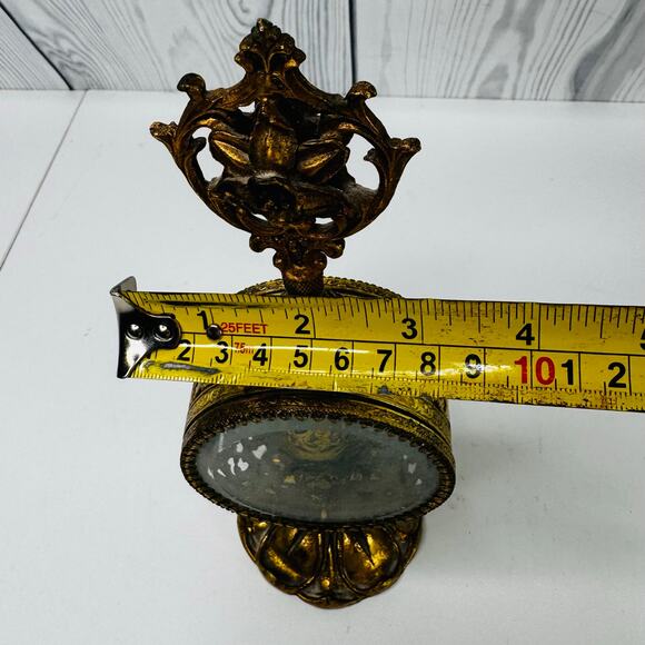 Vintage Gold Ormolu Perfume Bottle Beveled Glass Filigree Hollywood Floral - Picture 9 of 9